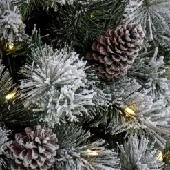 Warm White Led-National Tree Company 7.5 Ft. Pre-Lit Snowy Silver Hill Pine Tree With Led Lights