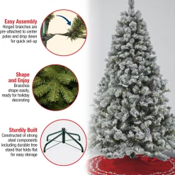 Warm White Led-National Tree Company 7.5 Ft. Pre-Lit Snowy Silver Hill Pine Tree With Led Lights