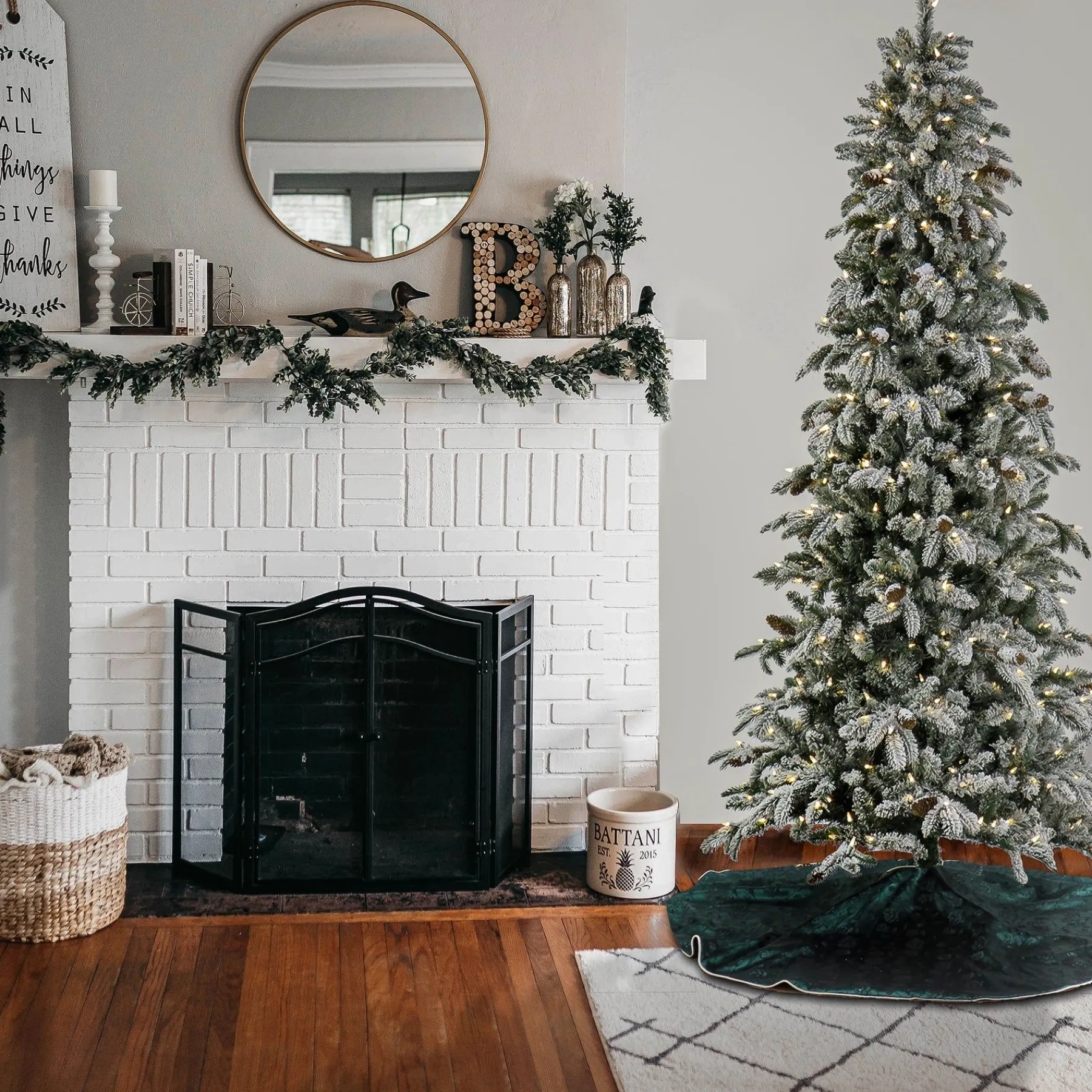 7Ft - 9Ft-National Tree Company 7.5 Ft Pre-Lit Snowy Vintin Fir Tree With Led Lights