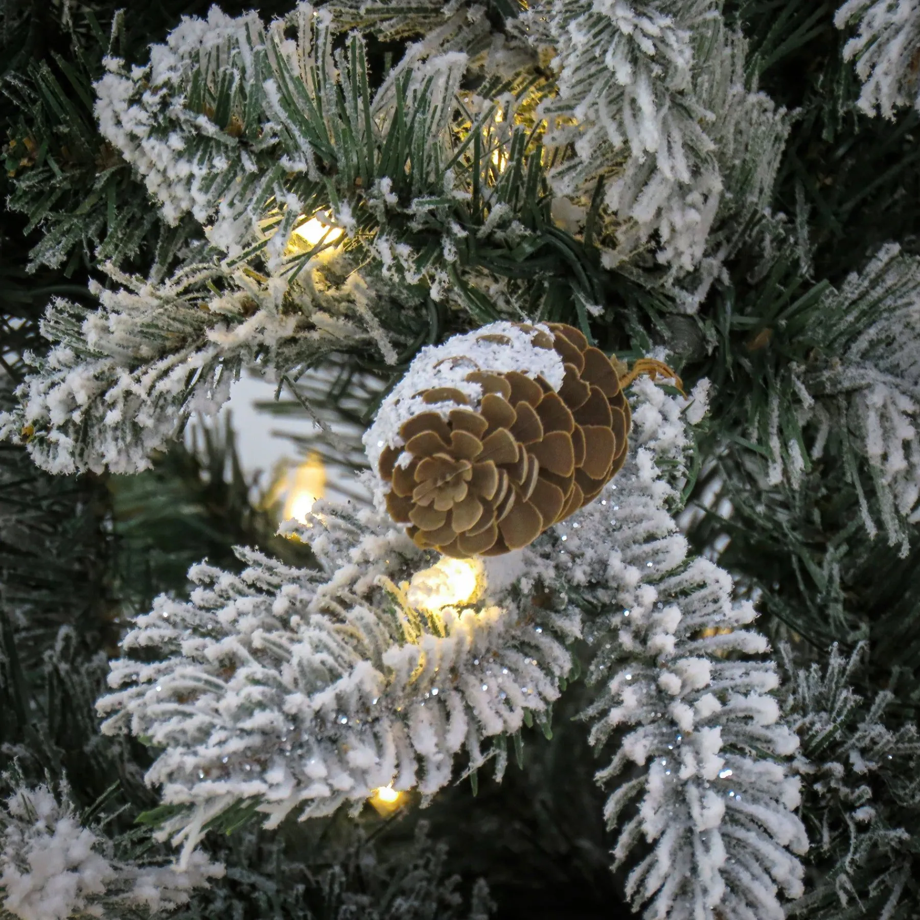 7Ft - 9Ft-National Tree Company 7.5 Ft Pre-Lit Snowy Vintin Fir Tree With Led Lights