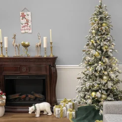 7Ft - 9Ft-National Tree Company 7.5 Ft Pre-Lit Snowy Vintin Fir Tree With Led Lights