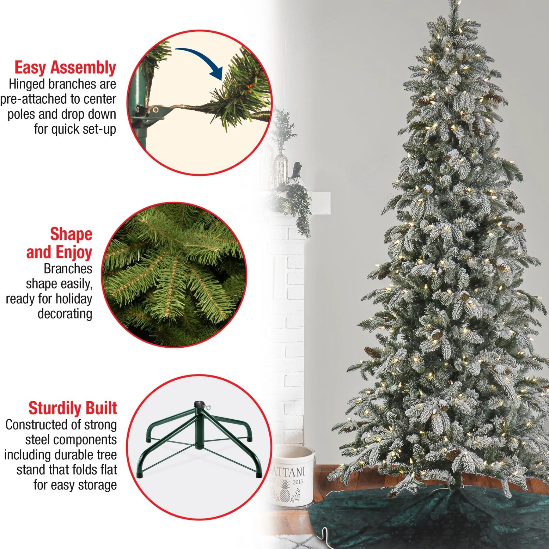 7Ft - 9Ft-National Tree Company 7.5 Ft Pre-Lit Snowy Vintin Fir Tree With Led Lights