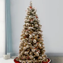 7Ft - 9Ft-National Tree Company 7.5 Ft. Snowy Bedford Slim Pine Tree With Clear Lights