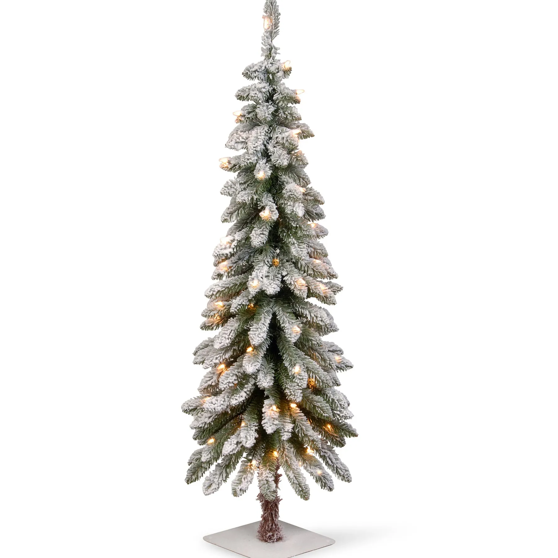 National Tree Company Slim^4 Ft. Snowy Downswept Forestree With Clear Lights
