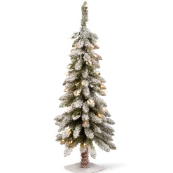Under 5Ft-National Tree Company 3 Ft. Snowy Downswept Forestree With Clear Lights