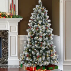 7Ft - 9Ft-National Tree Company 7.5 Ft. Snowy Glacier Pine Tree With Dual Color® Led Lights