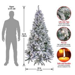 Full-National Tree Company 6.5 Ft. Snowy Mixed Pine Tree With Clear Lights