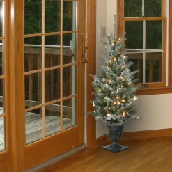 Clear-National Tree Company 4 Ft Snowy Morgan Spruce Entrance Tree With Clear Lights