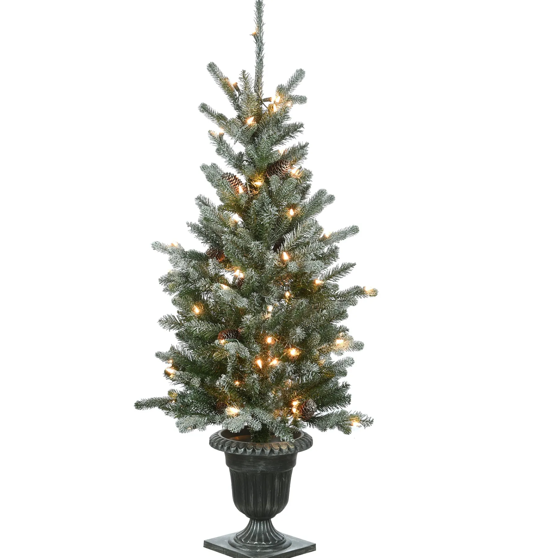 National Tree Company Slim^4 Ft Snowy Morgan Spruce Entrance Tree With Clear Lights