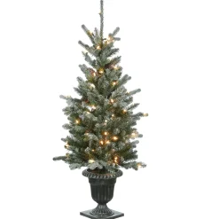Slim-National Tree Company 4 Ft Snowy Morgan Spruce Entrance Tree With Clear Lights