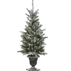 Slim-National Tree Company 4 Ft Snowy Morgan Spruce Entrance Tree With Clear Lights
