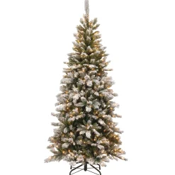 Slim-National Tree Company 7.5 Ft. Snowy Mountain Pine Slim Pine Tree With Clear Lights