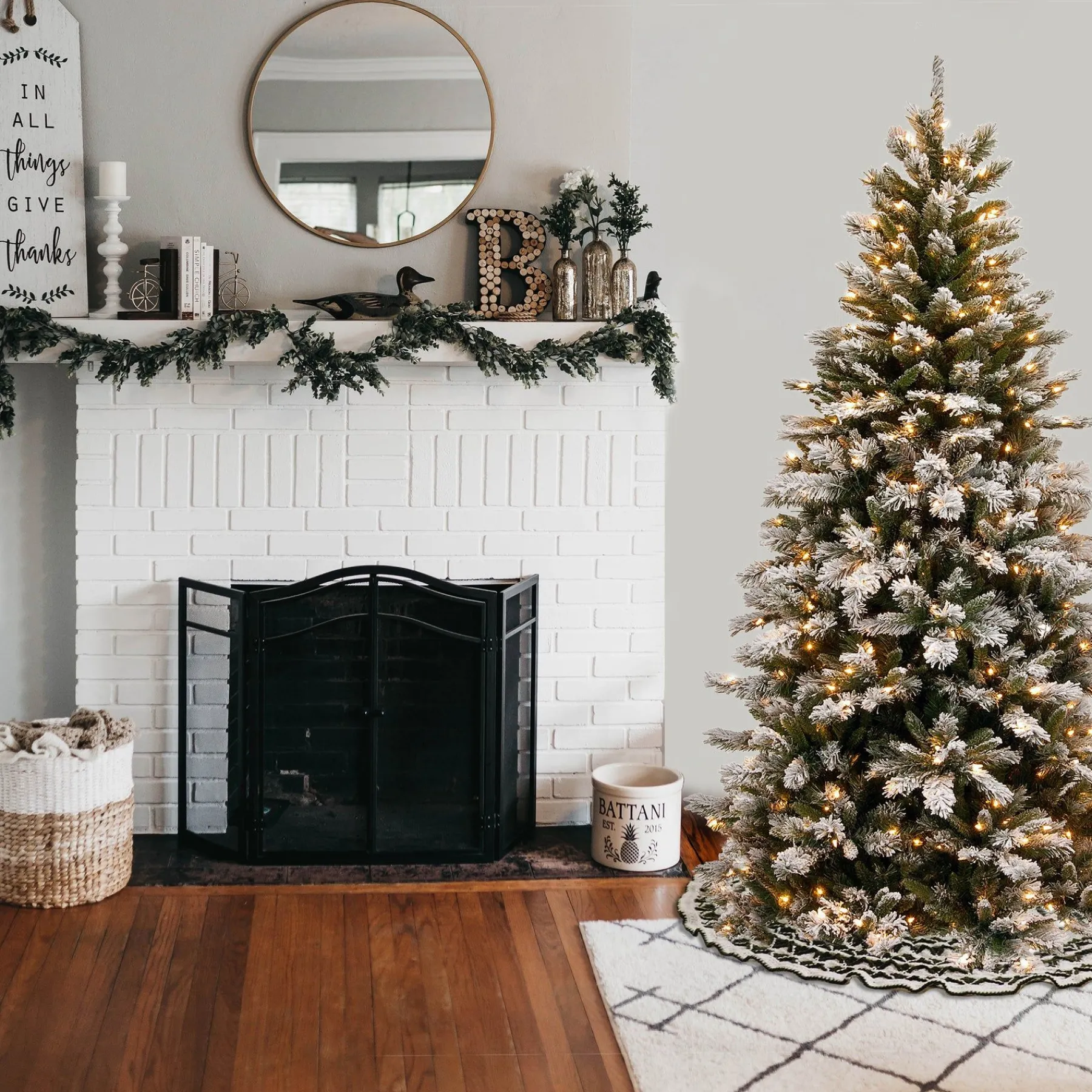 Slim-National Tree Company 7.5 Ft. Snowy Mountain Pine Slim Pine Tree With Clear Lights