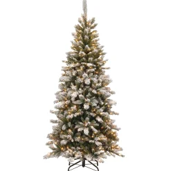 National Tree Company Slim^7.5 Ft. Snowy Mountain Pine Slim Pine Tree With Clear Lights