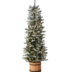 Slim-National Tree Company 6 Ft. Snowy Sheffield Spruce Slim Half Tree With Clear Lights