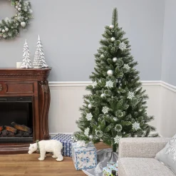 5Ft - 6Ft-National Tree Company 6 Ft. Snowy Sierra Spruce Tree