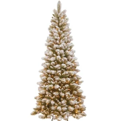 7Ft - 9Ft-National Tree Company 7.5 Ft. Snowy Westwood Slim Pine Tree With Clear Lights