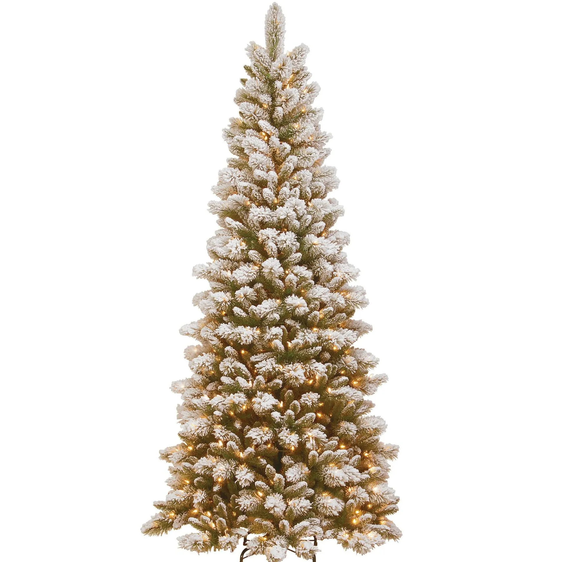 7Ft - 9Ft-National Tree Company 7.5 Ft. Snowy Westwood Slim Pine Tree With Clear Lights
