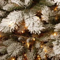 7Ft - 9Ft-National Tree Company 7.5 Ft. Snowy Westwood Slim Pine Tree With Clear Lights