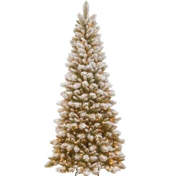 National Tree Company Slim^7.5 Ft. Snowy Westwood Slim Pine Tree With Clear Lights
