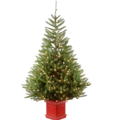 5Ft - 6Ft-National Tree Company 5 Ft. Topeka Spruce Entrance Tree With Clear Lights