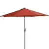 Outdoor Umbrella-National Tree Company 9 Ft. Umbrella With Solar Power Led Lights, Red
