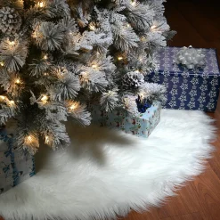 Christmas Tree Skirt-National Tree Company 48" General Store Collection White High Pile Tree Skirt