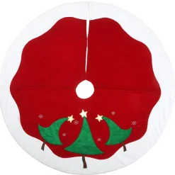 Christmas Tree Skirt-National Tree Company 48" General Store Collection Red And White Tree Skirt