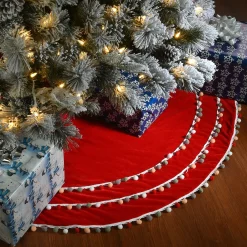 Christmas Tree Skirt-National Tree Company 48" General Store Collection Red Velvet Tree Skirt