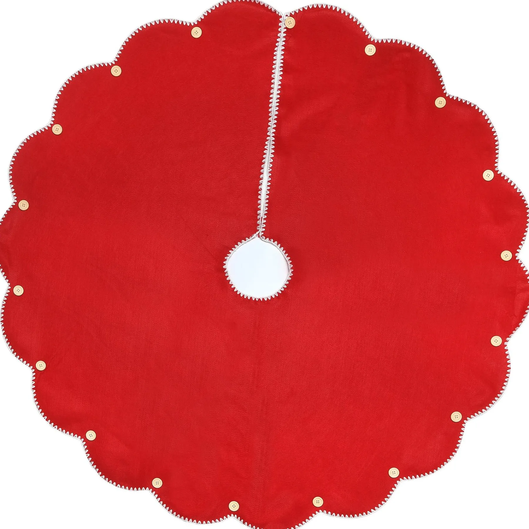 Christmas Tree Skirt-National Tree Company 52" General Store Collection Scalloped Red Tree Skirt