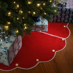 Christmas Tree Skirt-National Tree Company 48" General Store Collection Scalloped Red Tree Skirt