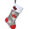 Christmas Stockings-National Tree Company 18" Gray Christmas Stocking With Snowflakes