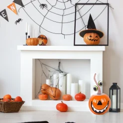 Halloween Outdoor Decoration-National Tree Company 15" Halloween Floating Eyes Metal Pumpkin Decoration