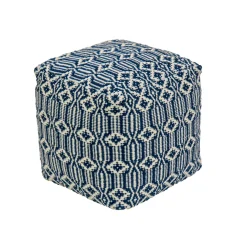 Outdoor Ottoman-National Tree Company 16" Hand Woven Pouf Ottoman, Navy Blue