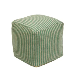 Outdoor Ottoman-National Tree Company 16" Hand Woven Pouf Ottoman, Sea Mist