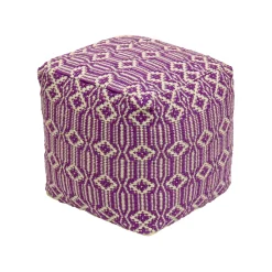 Outdoor Ottoman-National Tree Company 16" Hand Woven Pouf Ottoman, Lavender