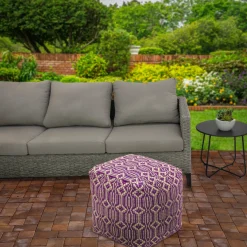 Outdoor Ottoman-National Tree Company 16" Hand Woven Pouf Ottoman, Lavender