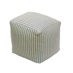 Outdoor Ottoman-National Tree Company 16" Hand Woven Pouf Ottoman, Icy Blue