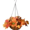 Harvest Accessories-National Tree Company 18" Hanging Basket With Maple Leaves, 3 Sunflowers, 3 Cones, 3 Berries & 1 Pumpkin