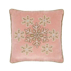 Christmas Textile-National Tree Company 14" Hgtv Home Collection Beaded Snowflake Velvet Pillow