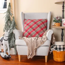 Christmas Textile-National Tree Company 24" Hgtv Home Collection Bias Cut Red Plaid Pillow