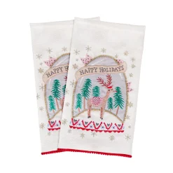 Christmas Textile-National Tree Company 18" Hgtv Home Collection Christmas Snow Globe Guest Towel Pair