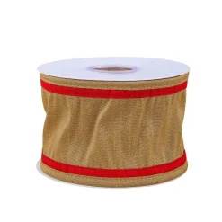 Christmas Accessories-National Tree Company 3" Hgtv Home Collection Dupioni Double-Sided Ribbon, Gold & Red