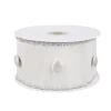 Christmas Accessories-National Tree Company 3" Hgtv Home Collection Dupioni Button Ribbon, White