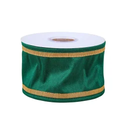 Christmas Accessories-National Tree Company 3" Hgtv Home Collection Dupioni Double-Sided Ribbon, Green & Gold