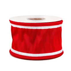 Christmas Accessories-National Tree Company 3" Hgtv Home Collection Dupioni Double-Sided Ribbon, Red & White