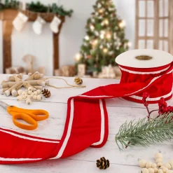 Christmas Accessories-National Tree Company 3" Hgtv Home Collection Dupioni Double-Sided Ribbon, Red & White