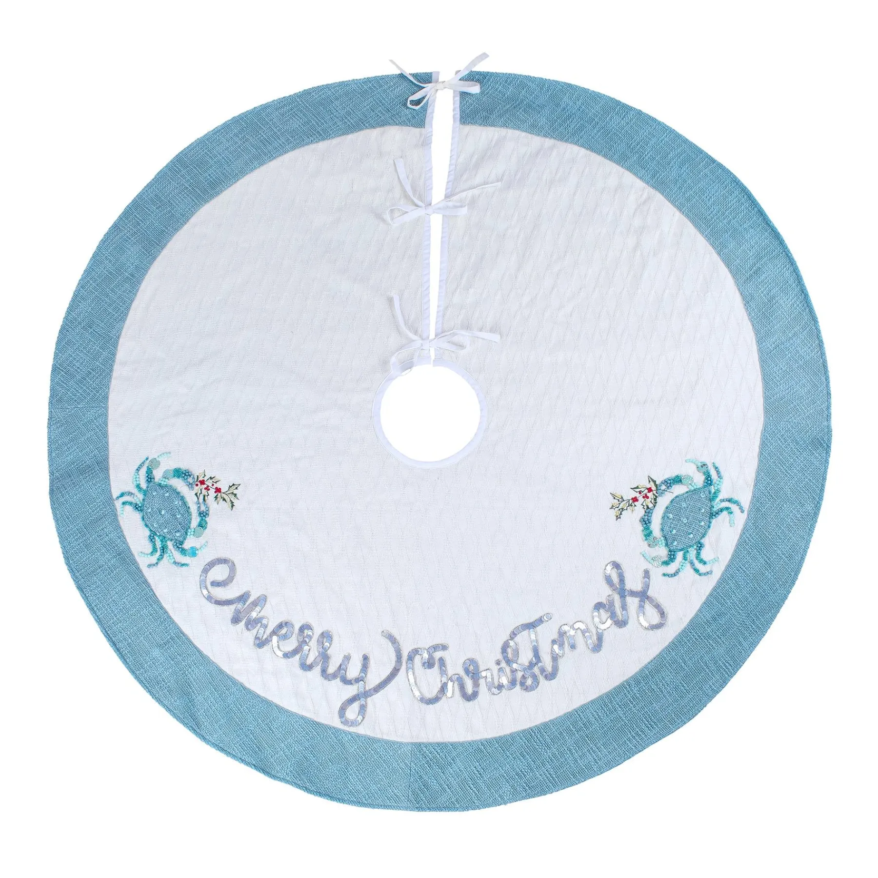 Christmas Tree Skirt-National Tree Company 52" Hgtv Home Collection Embroidered Coastal Colors Tree Skirt