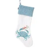 Christmas Stockings-National Tree Company 20" Hgtv Home Collection Embroidered Blue Crab Stocking