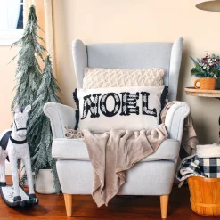 Christmas Textile-National Tree Company 22" Hgtv Home Collection Embroidered Noel Christmas Pillow